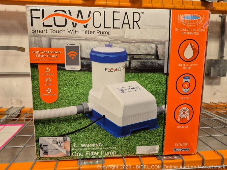 Flowclear 2000 Gph Smart Touch Wifi Above-Ground Pool Pump Filter 12000 Gal Pool