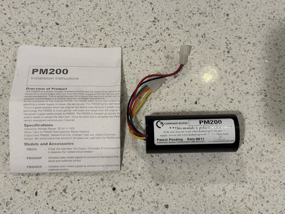 Command Access Tech PM200 Power Module For Use With 24VDC @ 1.5 Amp Devices