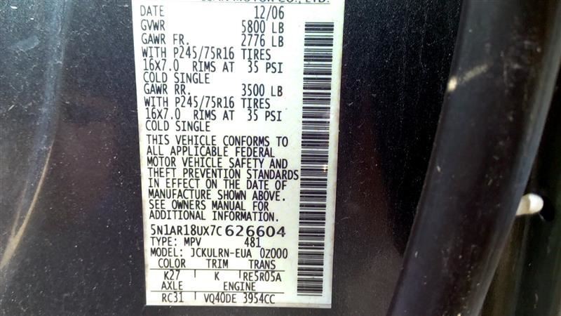 PATHFINDR 2007 Fuse Box Cabin 960532151