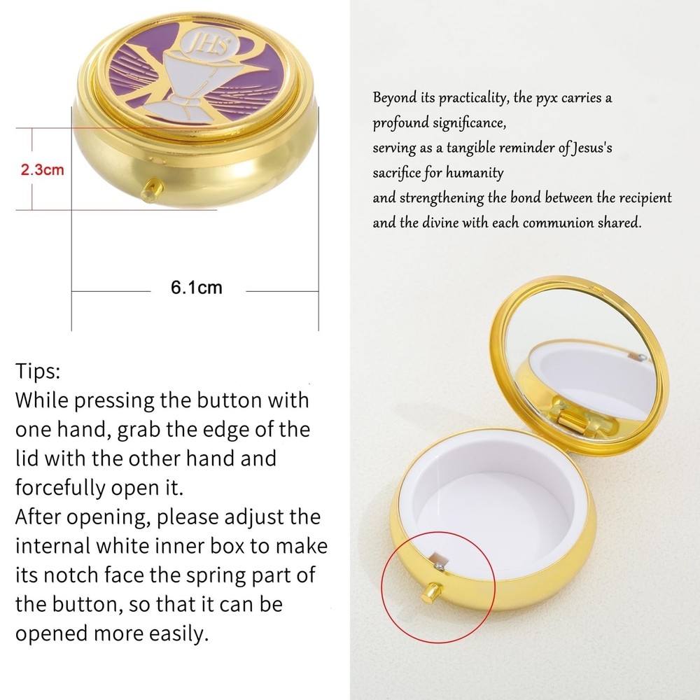 KOMI Pyx for Communion Host Catholic, Baptism Keepsake Box, Unique First Comm...
