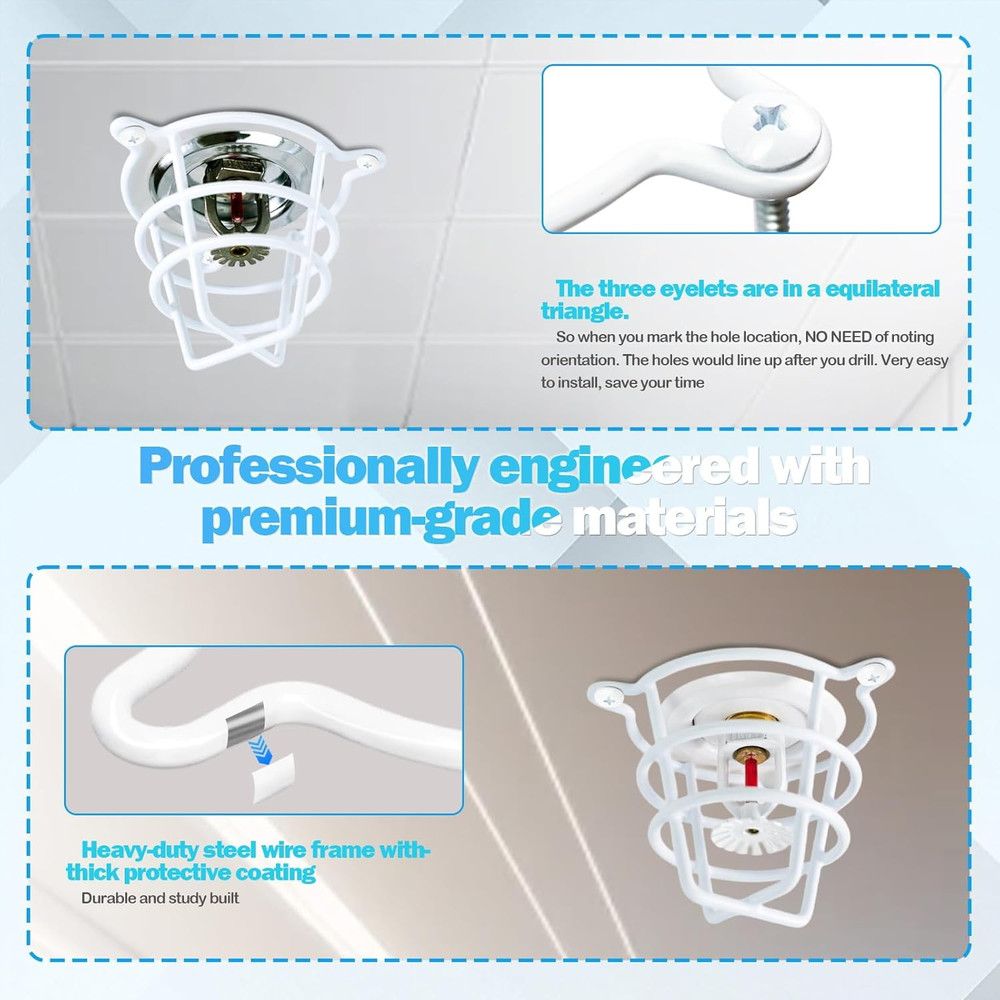 White Fire Sprinkler Head Guard Cover Cage Protector - 6 Pack