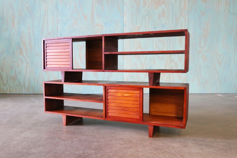 Studio made double sided Console Tables in Pine with Louvered doors -a Pair