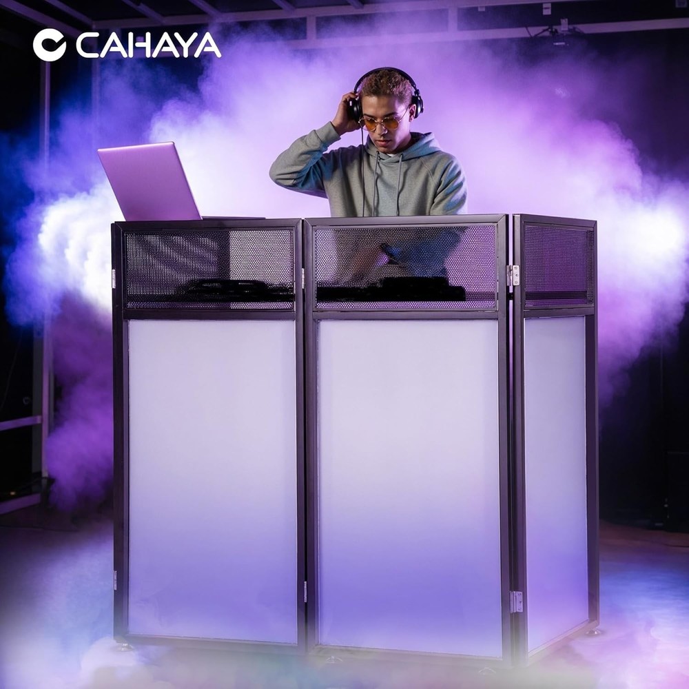 DJ Booth Stand Portable – DJ Table Facade for Laptop & Controller Double Top ...