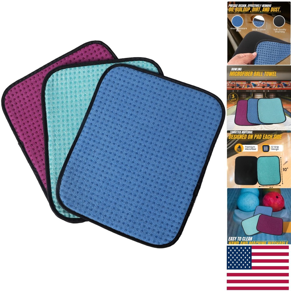 Durable 3-Pack Bowling Ball Towels with Easy-Grip Dots - Perfect for Performance