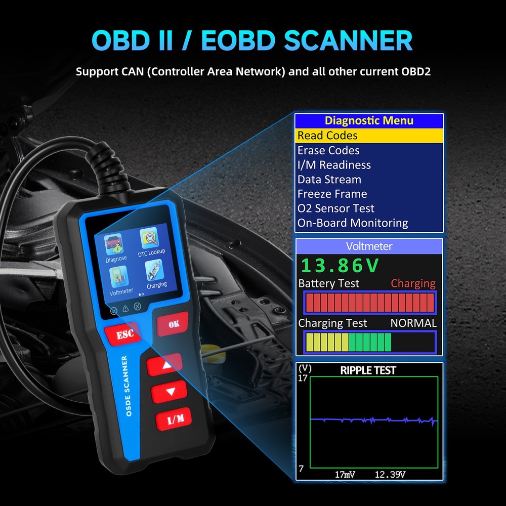 AT300 Classic Enhanced Universal OBD II Scanner Car Engine Fault Code Read US