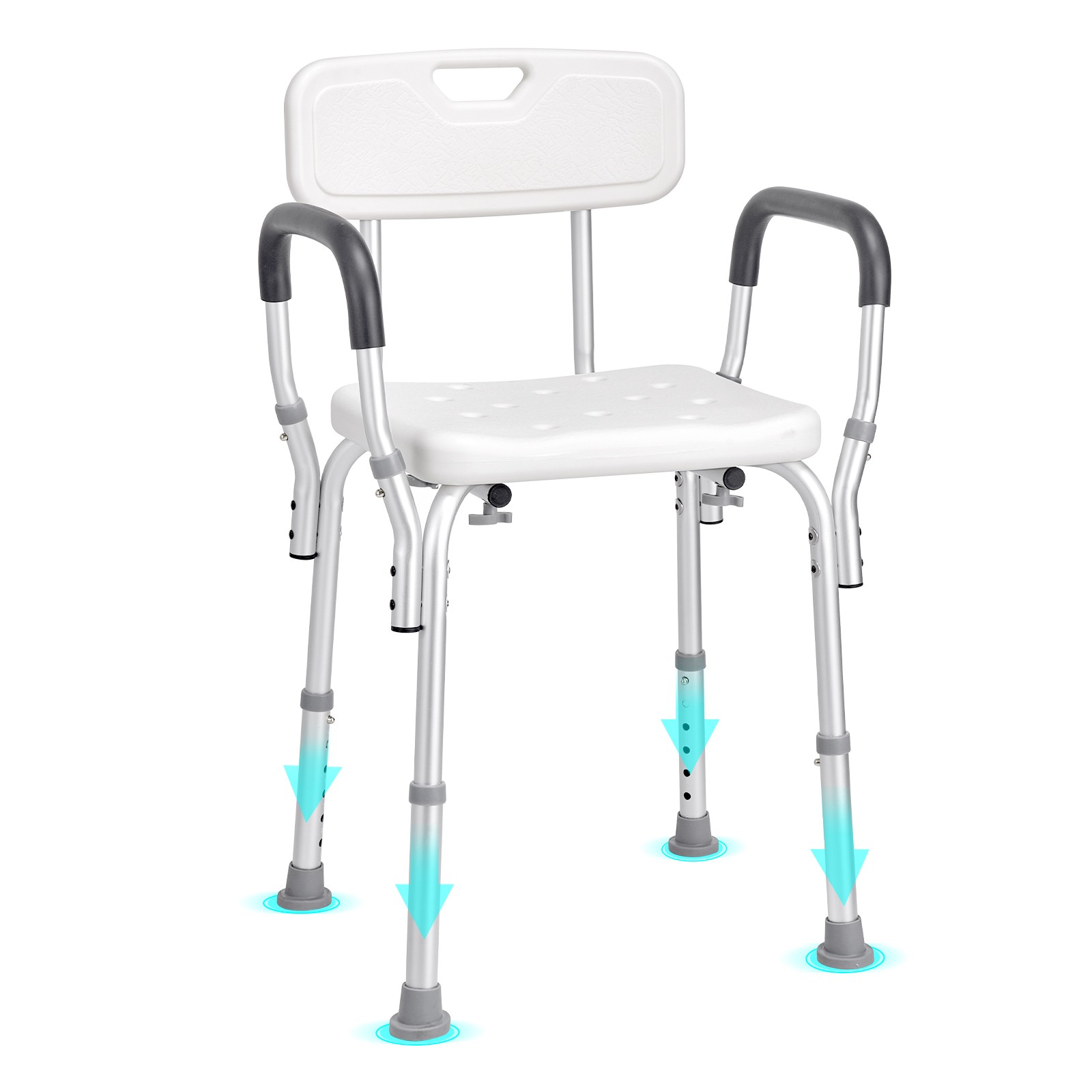 Shower Chair 350lb Adjustable Bath Bench Seat with Back and Arms