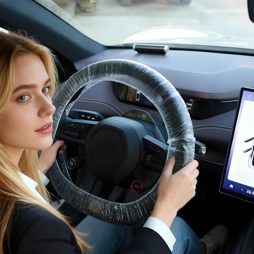 200PCS Disposable Steering Wheel Covers, Elastic Universal Steering Wheel