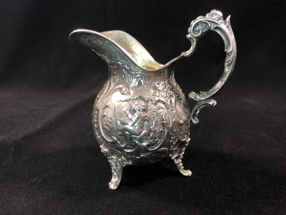 Historicist cream jug, 800 silver, gilded inside