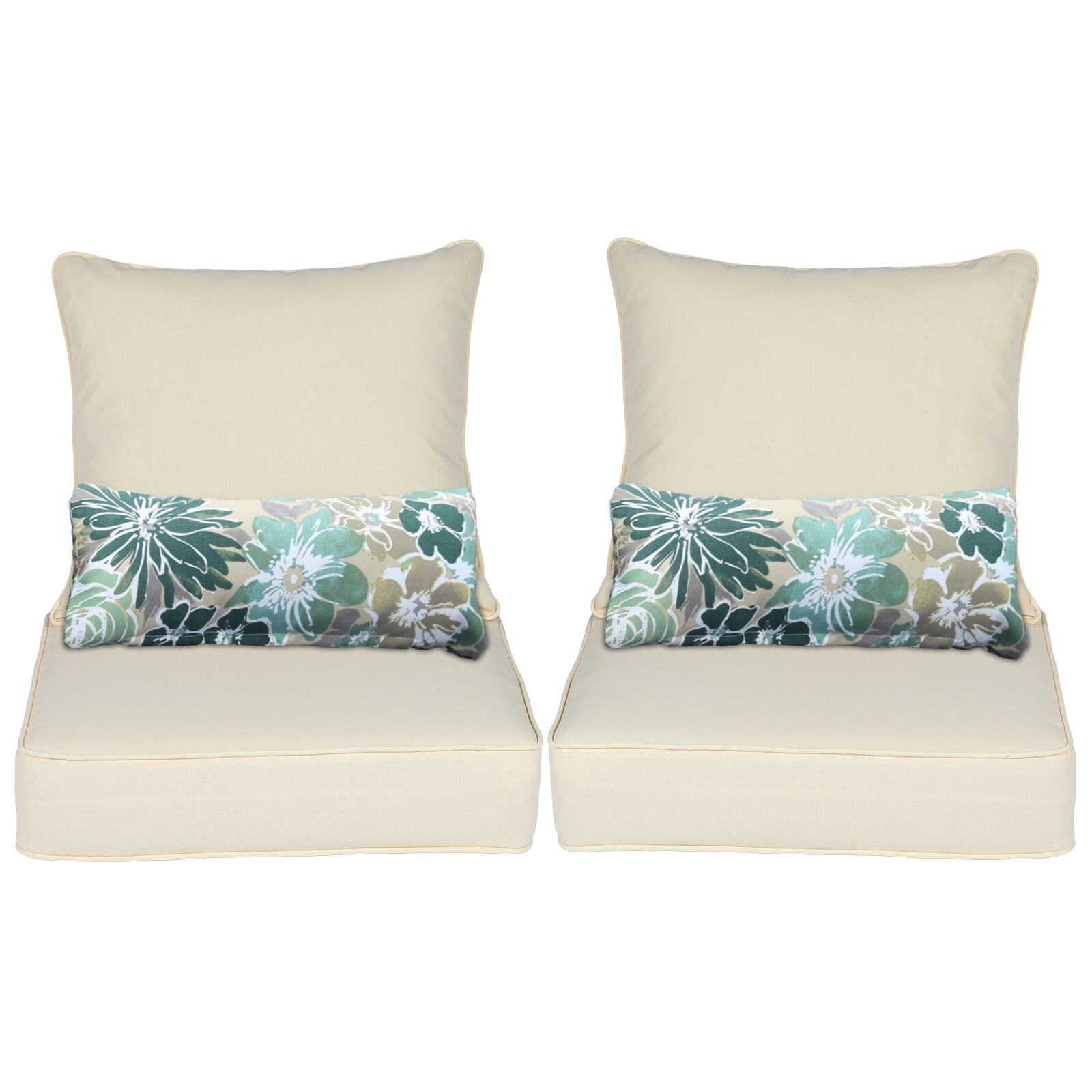 22''x24''x5'' Patio Deep Chair Cushion Set with 2 Pillows Seat Cushions Set of 2
