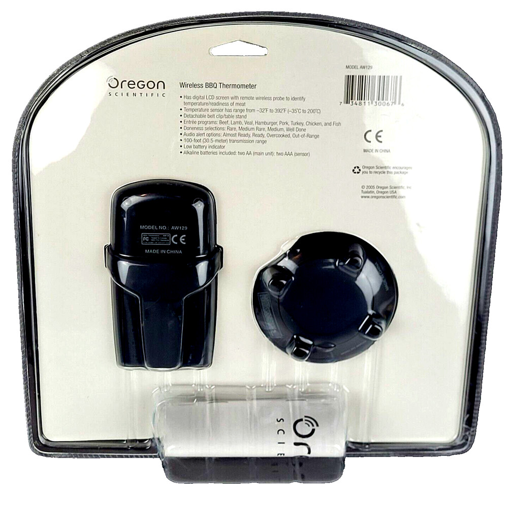 Wireless BBQ Thermometer Oregon Scientific AW129 LCD Remote Programmable