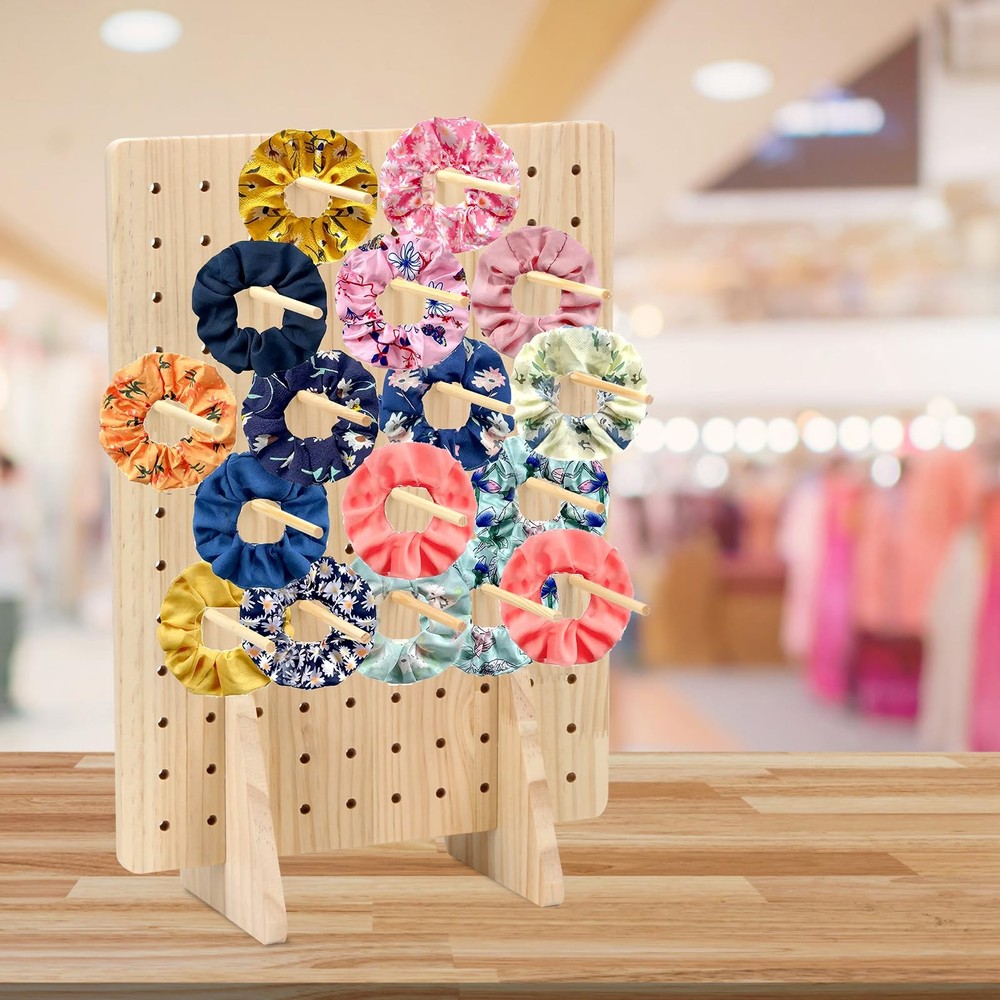 Rectangle Pegboard Display Stand with 25 Pcs Dowel Rods, Pegboard Rack, Keych...