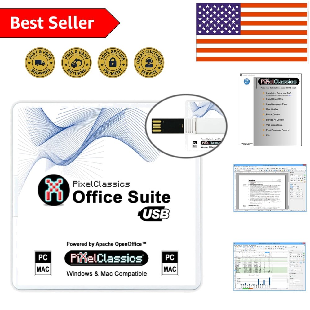 Complete Office Suite 2025 on USB with Free Lifetime Updates for Windows & Mac