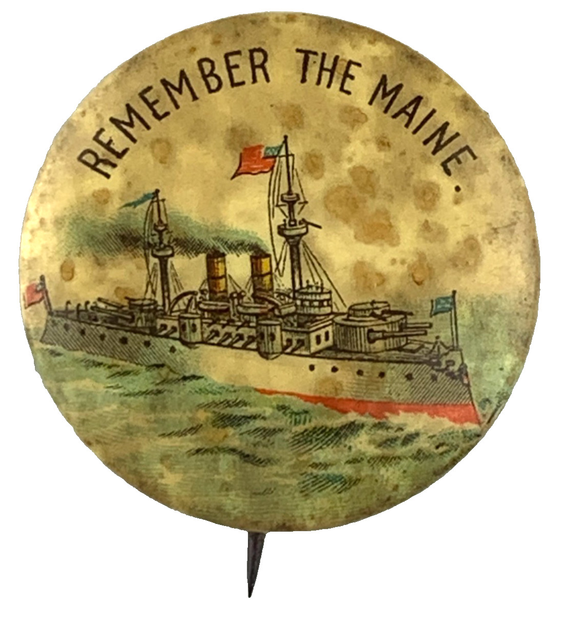 C1890's - Remember The Maine Celluloid Pinback Button American History - B3