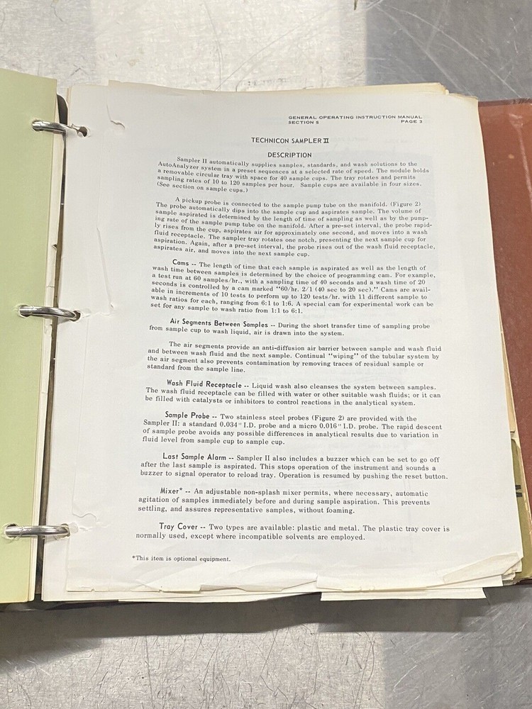 Technicon Basic Auto Analyzer Amino Acid - User Guide / Manual /Instruction Book