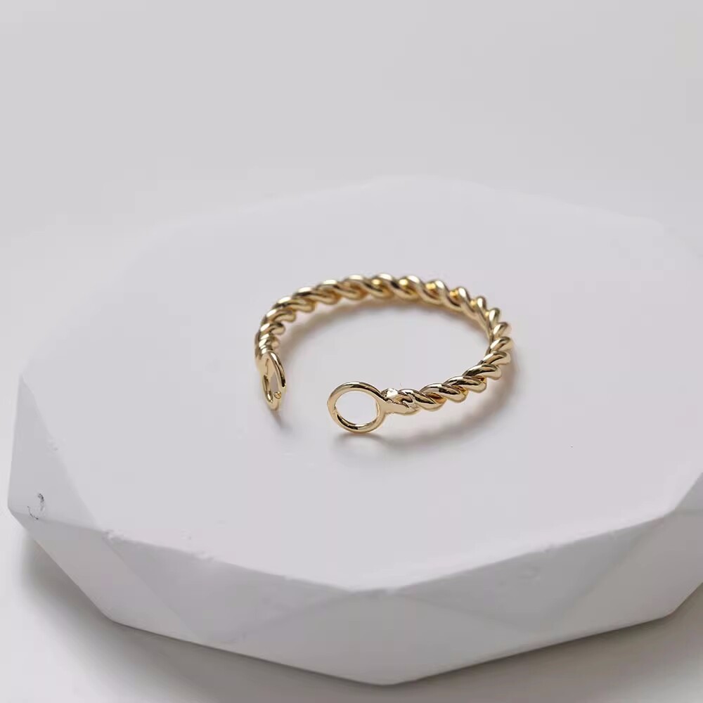 4pcs Adjustable Ring Charm With Loop,Ring Blanks,Brass Finger Ring Bases