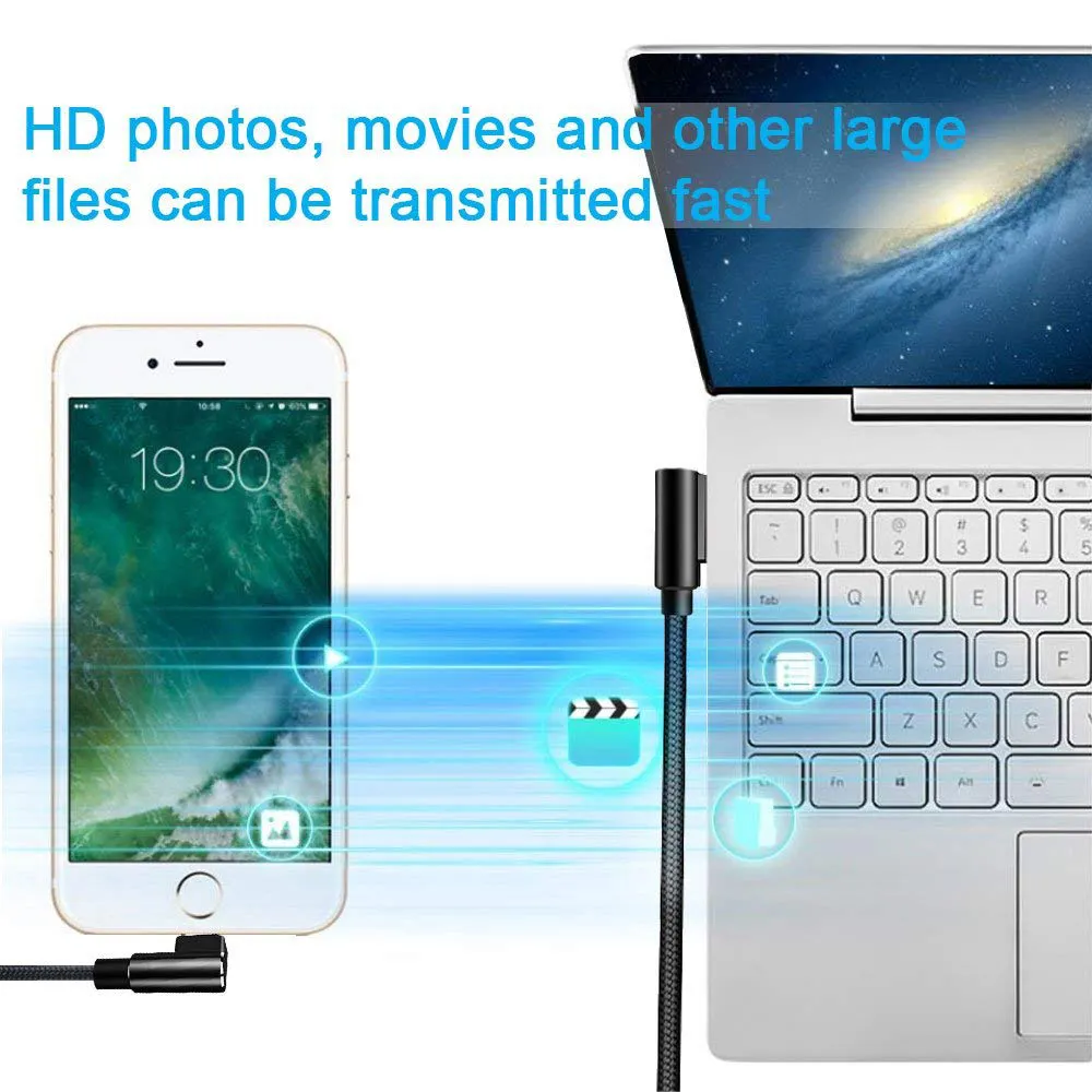 3 Pack 90° USB-C to USB-A Cable FAST Charger Type-C Cord Data Sync for Samsung