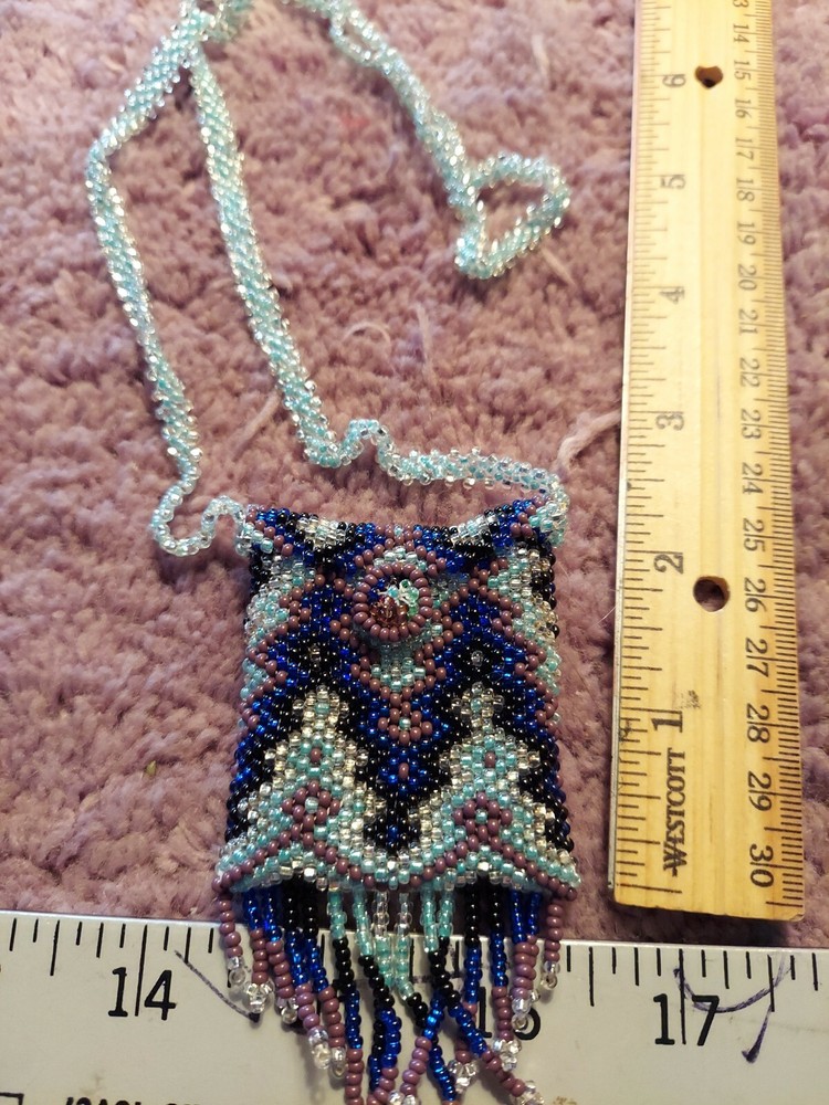 Native Patterned Beaded Neck Pouch