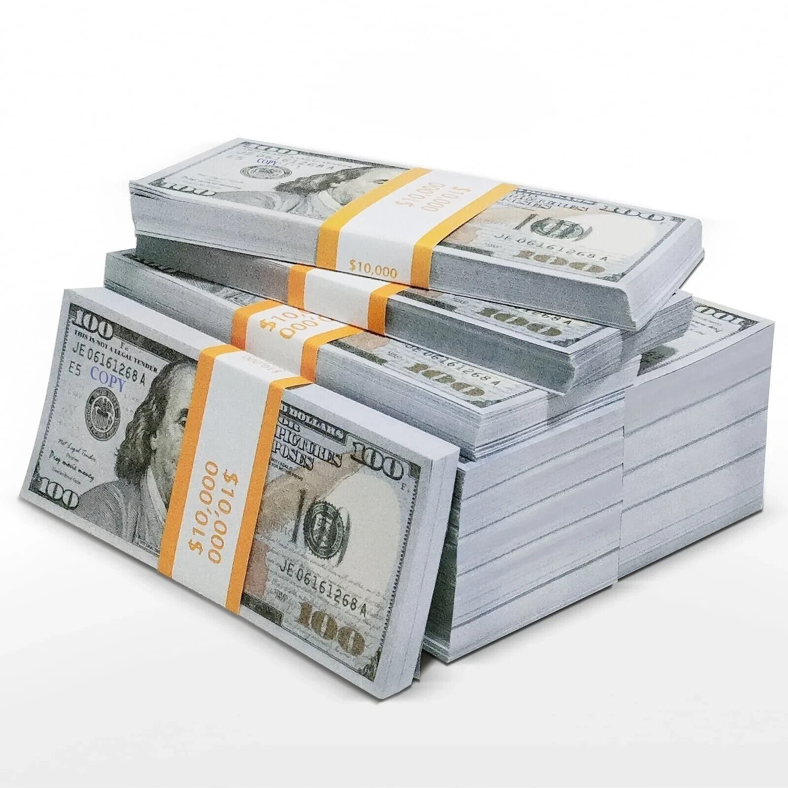100 pcs Dollar Bills Prop Toys Money Bank Film Cash Paper $10,000 Movie