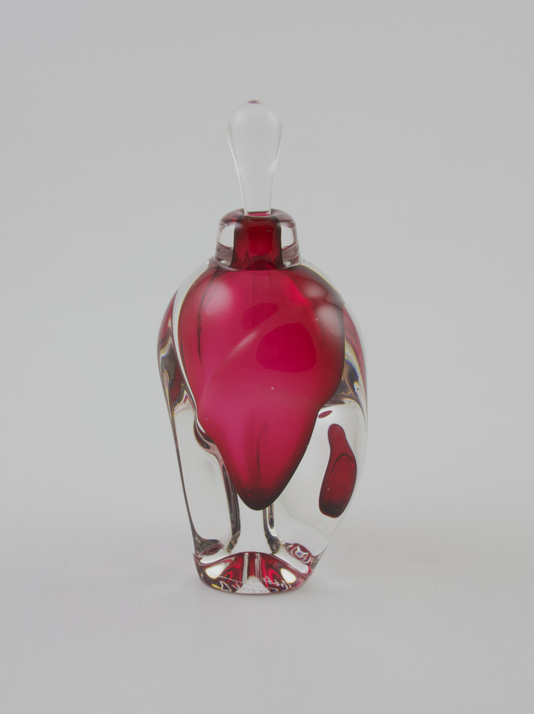 Handblown Jonathan Winfisky Art Glass Ruby Red Cranberry & Clear Perfume Bottle