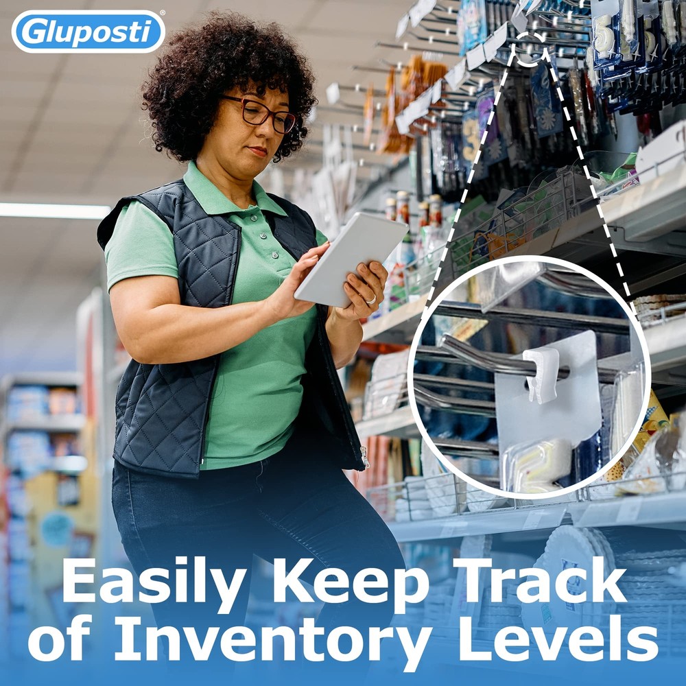 Peg Hook Stoppers for 1/4 Pegboard Hooks & Slatwall Hooks Clear Rectangular I...