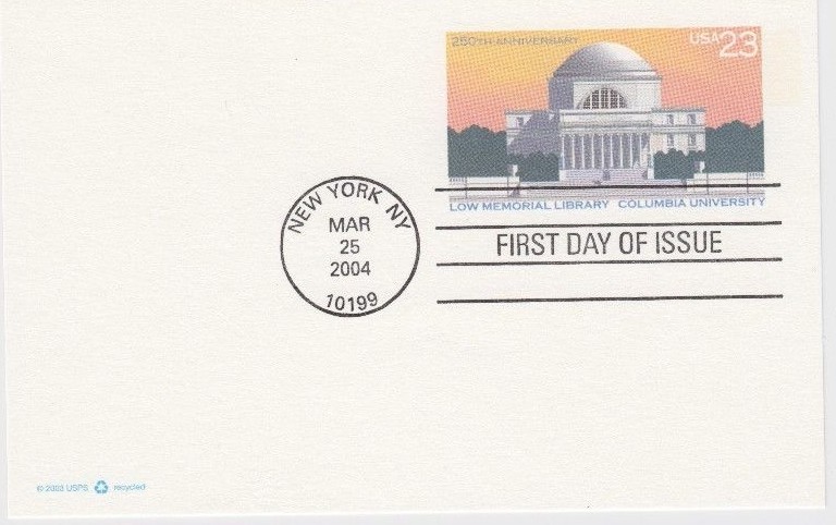 USPS First Day Ceremony Program UX405 Columbia U Architecture Postal Card 2004