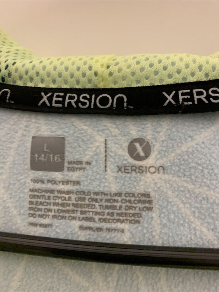 Xersion Boys Full Zip Jacket Spider Web Pattern Size L 14/16 Blue Green