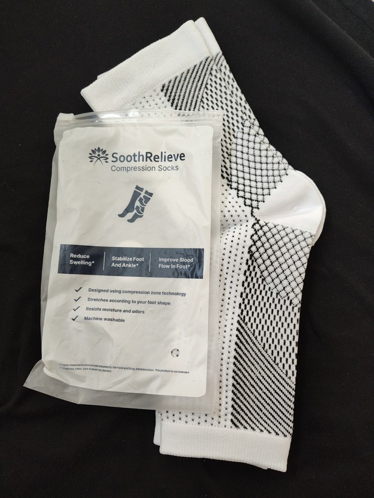 NEW SoothRelieve Compression Socks Open Toe LARGE  Stabilize & Reduce Swelling
