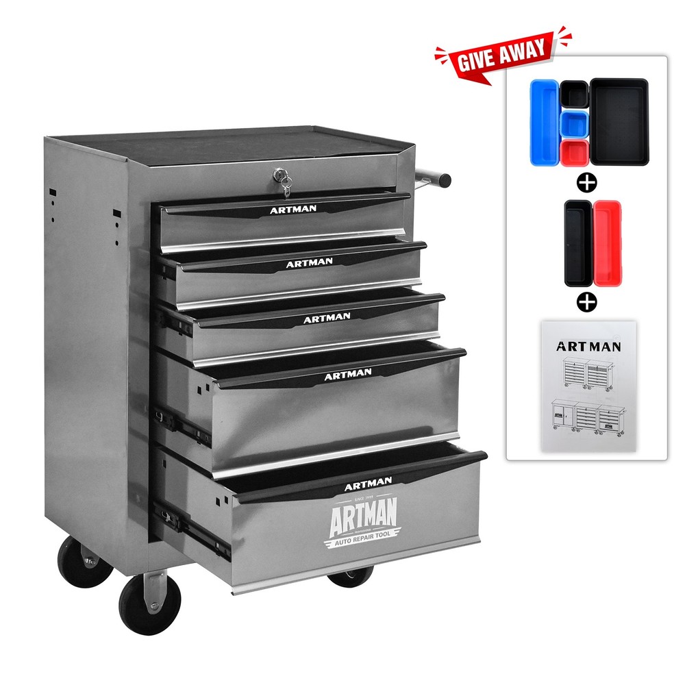 5 Drawers Rolling Metal Tool Chest,Multifunctional Tool Organizer Box for Garage