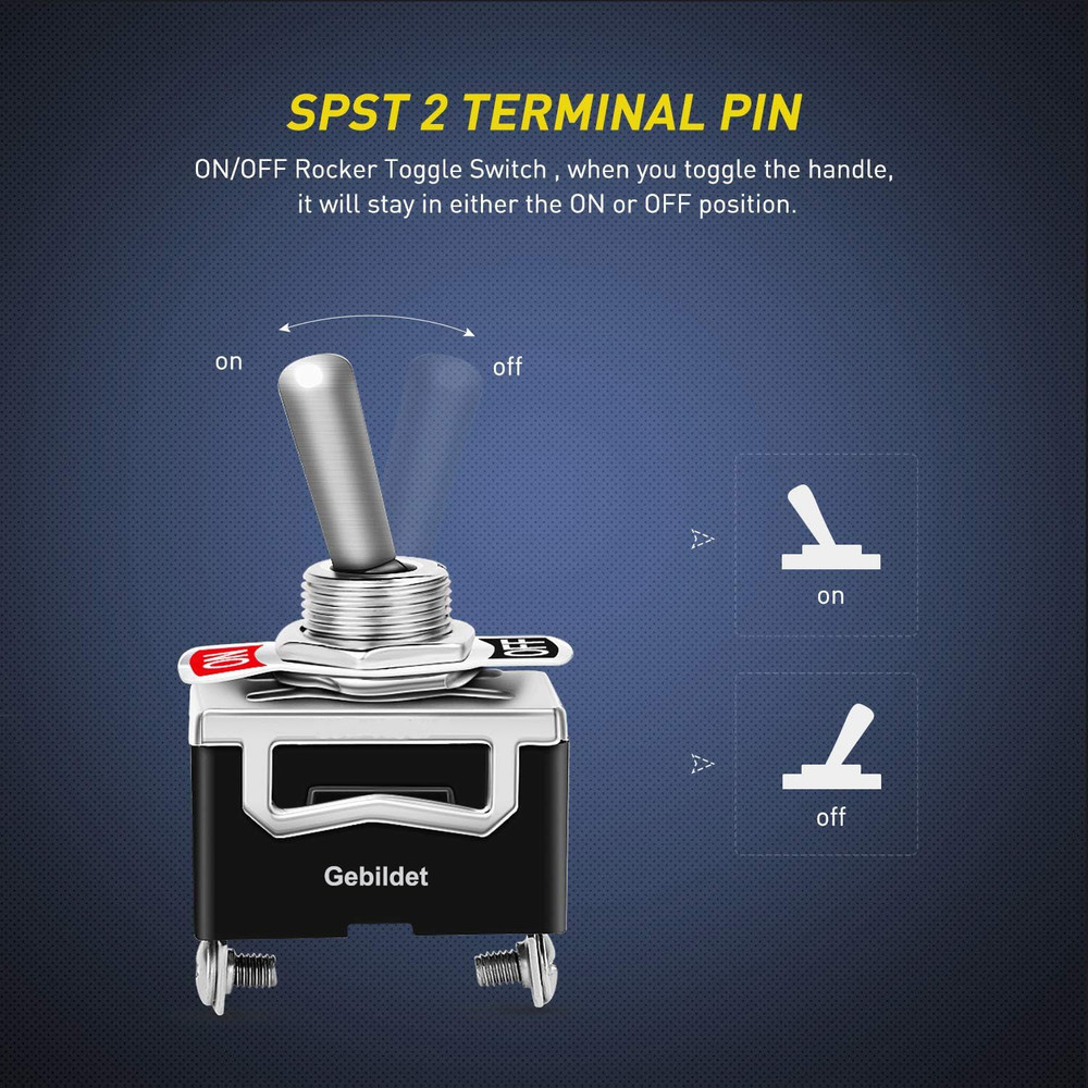 10A/12VDC, 6A/24VDC Universal Rocker Toggle Switch with Waterproof Cap, 2 Pin SP