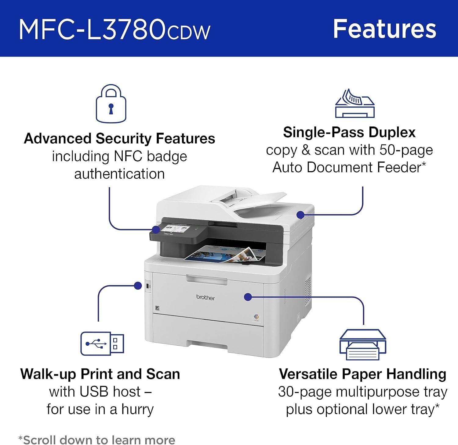 Brother MFCL3780CDW Digital Color All-in-One Laser Printer
