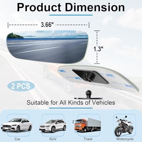 Blind Spot Mirrors 2 Pack, Frameless Side Mirror Blindspot Convex Slender-2pcs