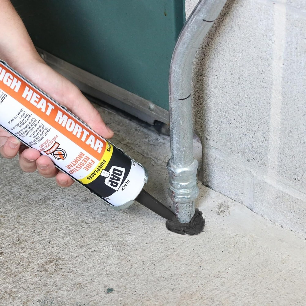 Waterproof Black Fire Stop Caulk - 10oz High Temp Mortar for Interior Use