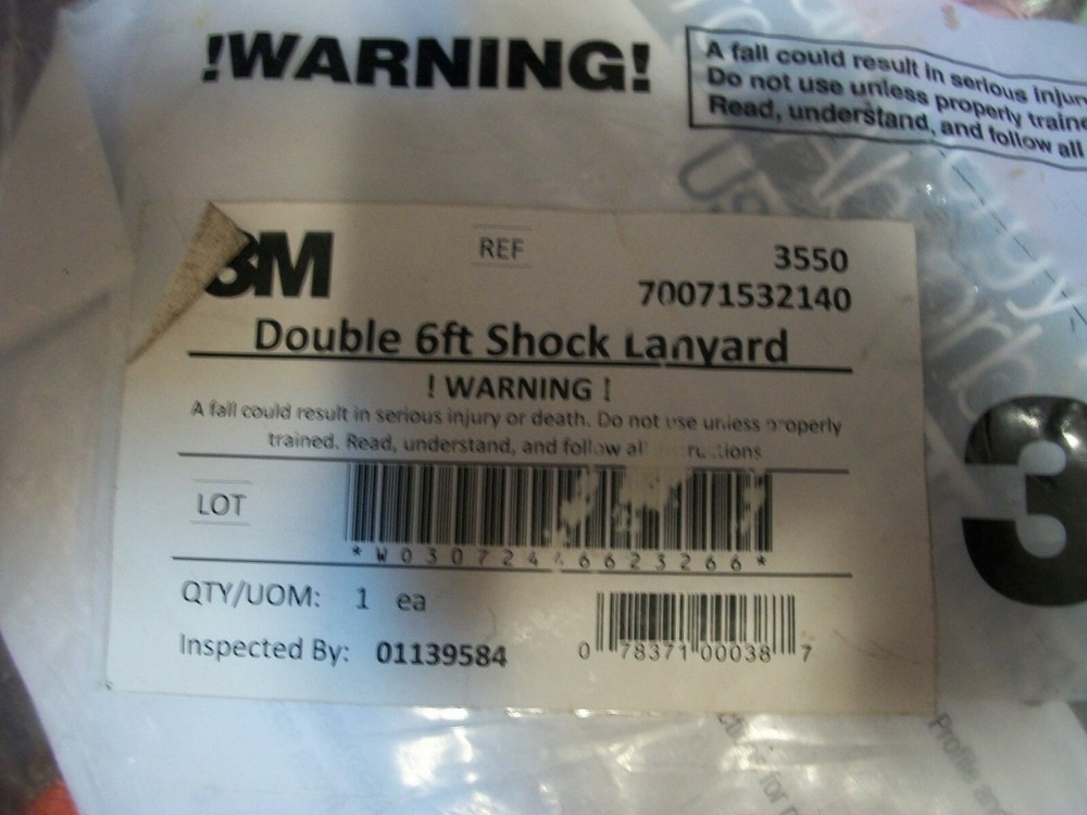 Double 6Ft Shock Lanyard 3M 3550 Nib