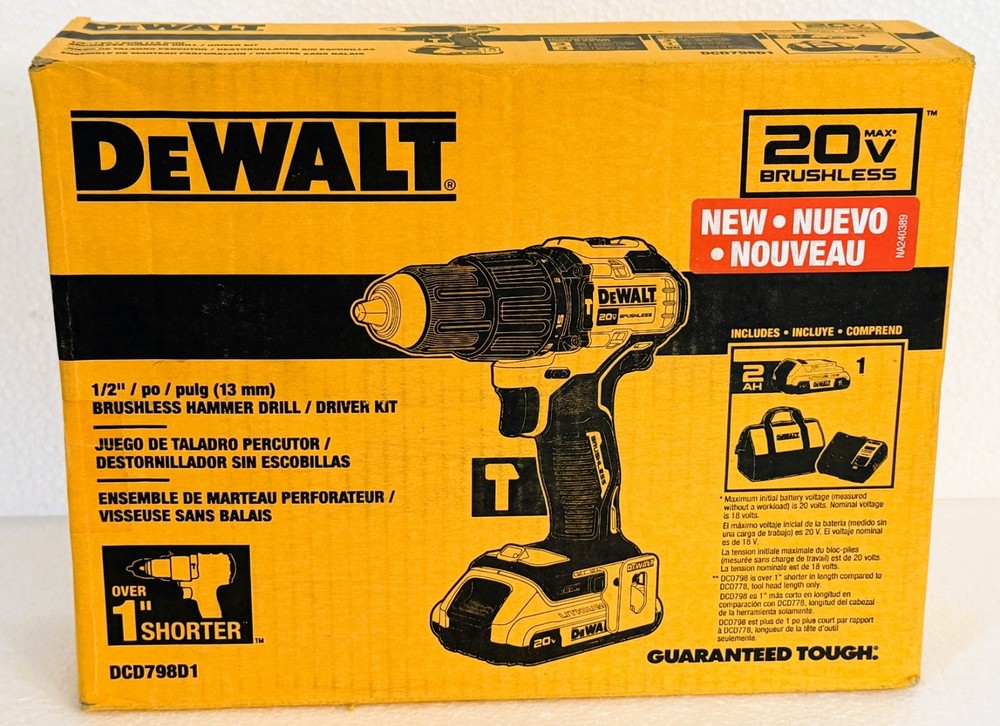 DEWALT 1/2-in 20V Max Variable Speed Brushless Cordless Hammer Drill DCD798D1