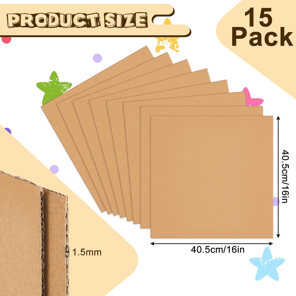 15 PCS 16x16 Inch Corrugated Cardboard Sheets Flat Square Inserts Packaging