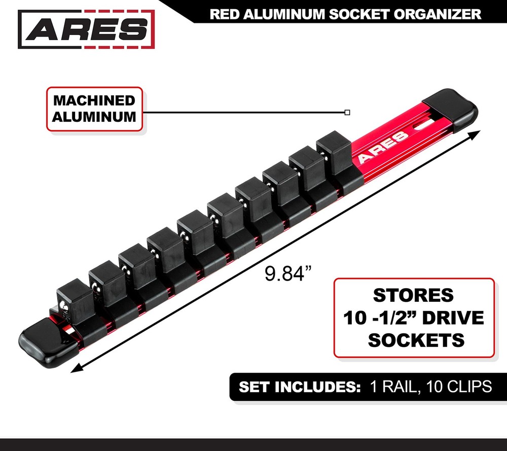 Aluminum Socket Organizer for 10 Sockets Tool Box Storage Solution