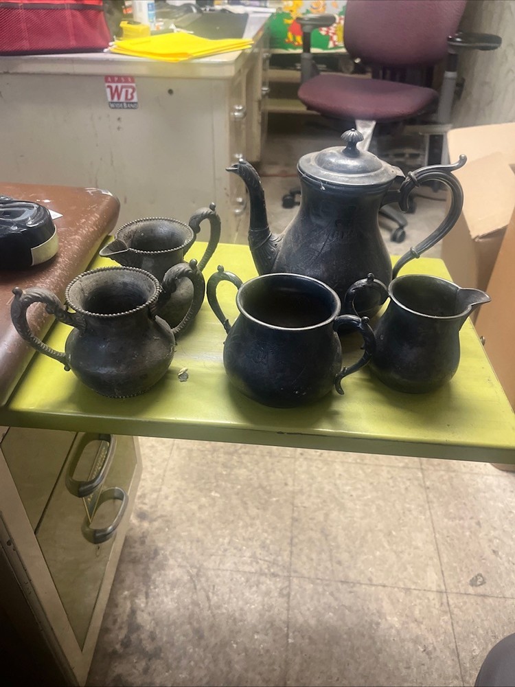 Vintage  Silver Plated Tea And Coffee Service Footed 5 Piece Set