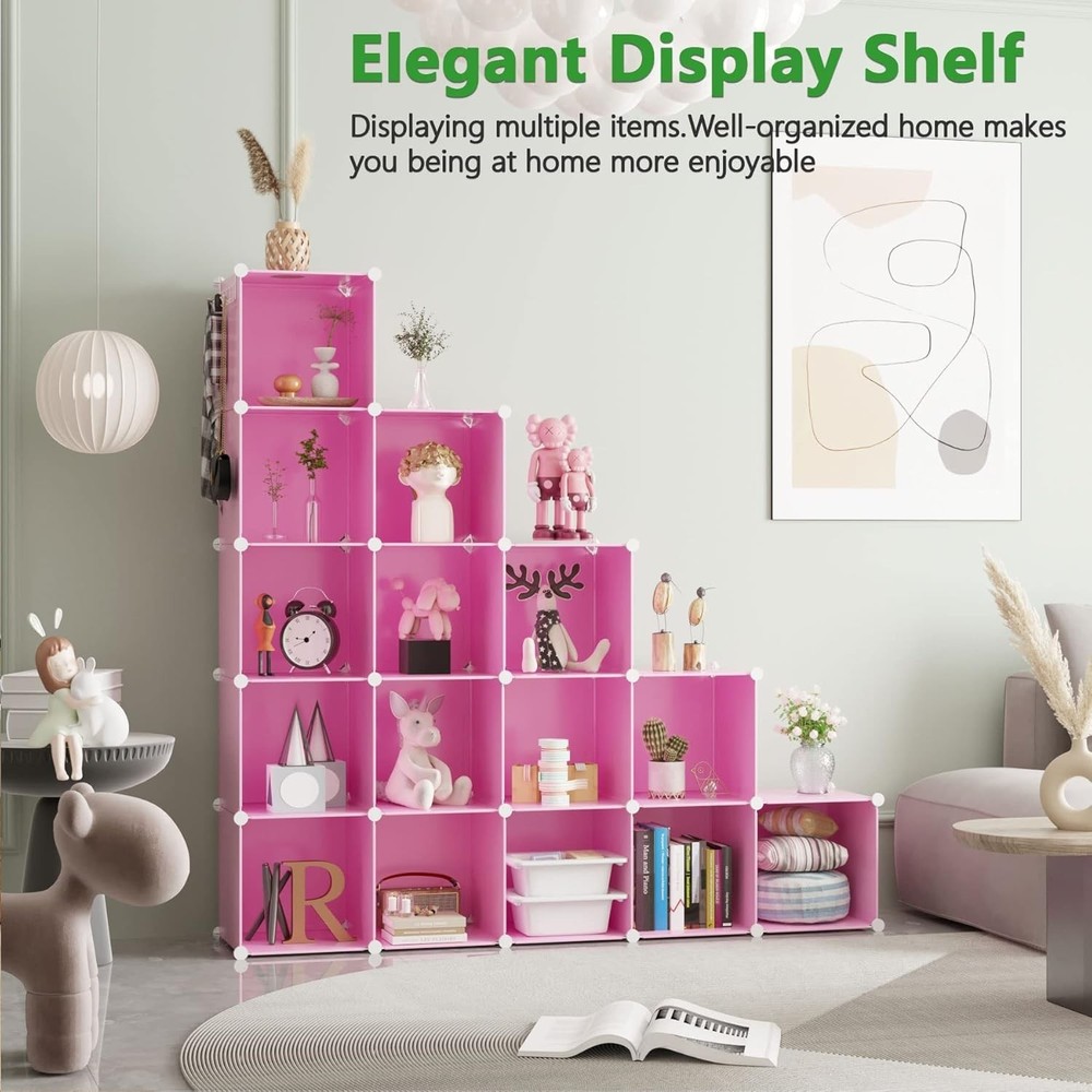 Cube Storage Organizer 16-Cube Shelves Units Plastic Storage Cubes DIY Closet