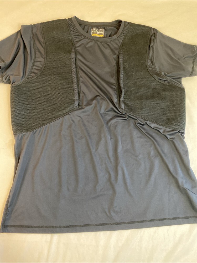 Cabelas Tactical Concealed Carry Compression Shirt 3XL Black Holster Pockets
