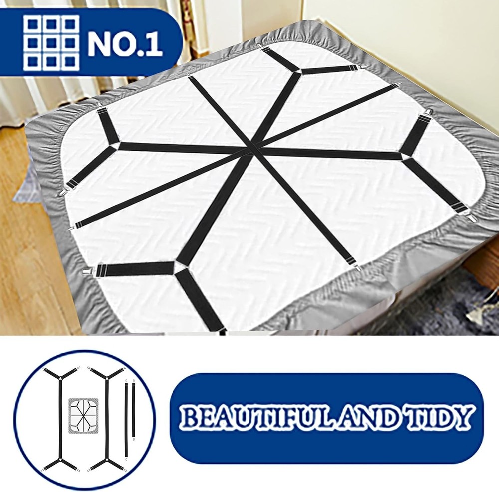 Bed Sheet Straps,Adjustable Elastic Sheet Fasteners,Secure Mattresses Covers Kee