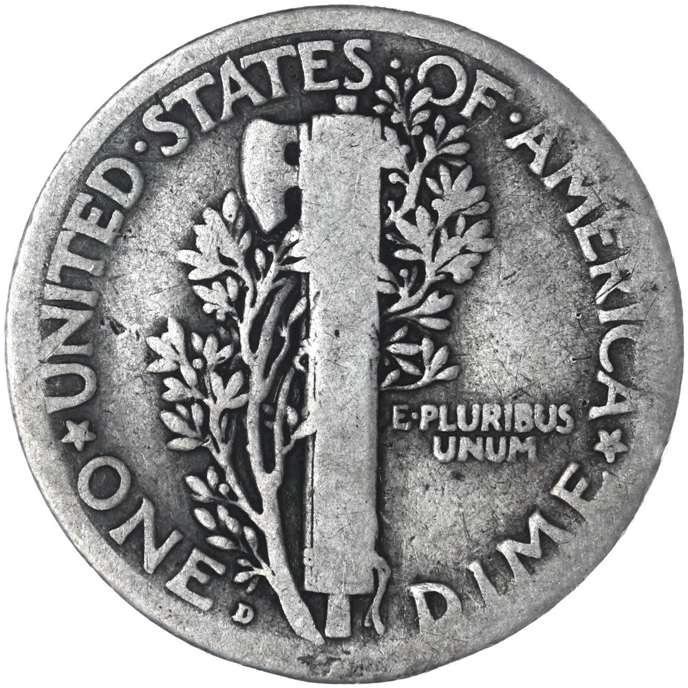 1918 D Mercury Dime 90% Silver Good GD