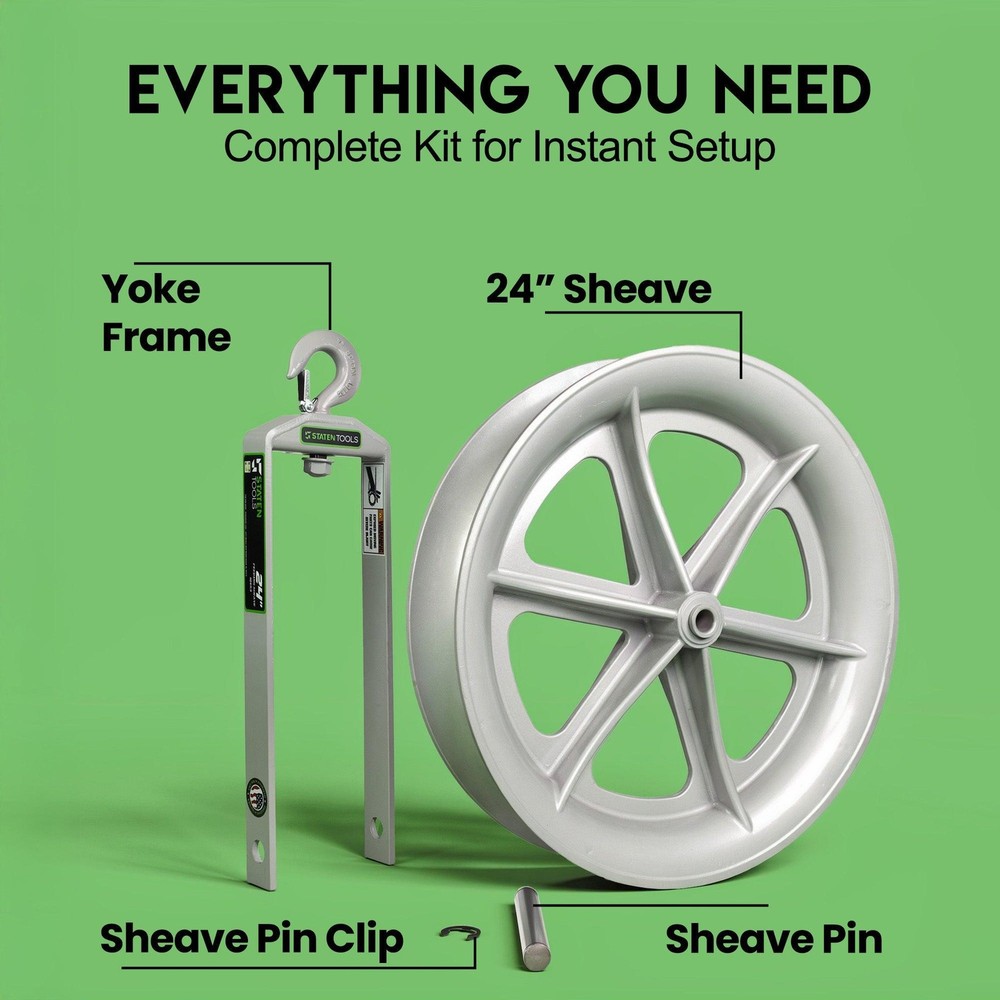 24" Hook Sheave 652 | 6500lb | Staten Tools | Rope | Greenlee / Current Pullers