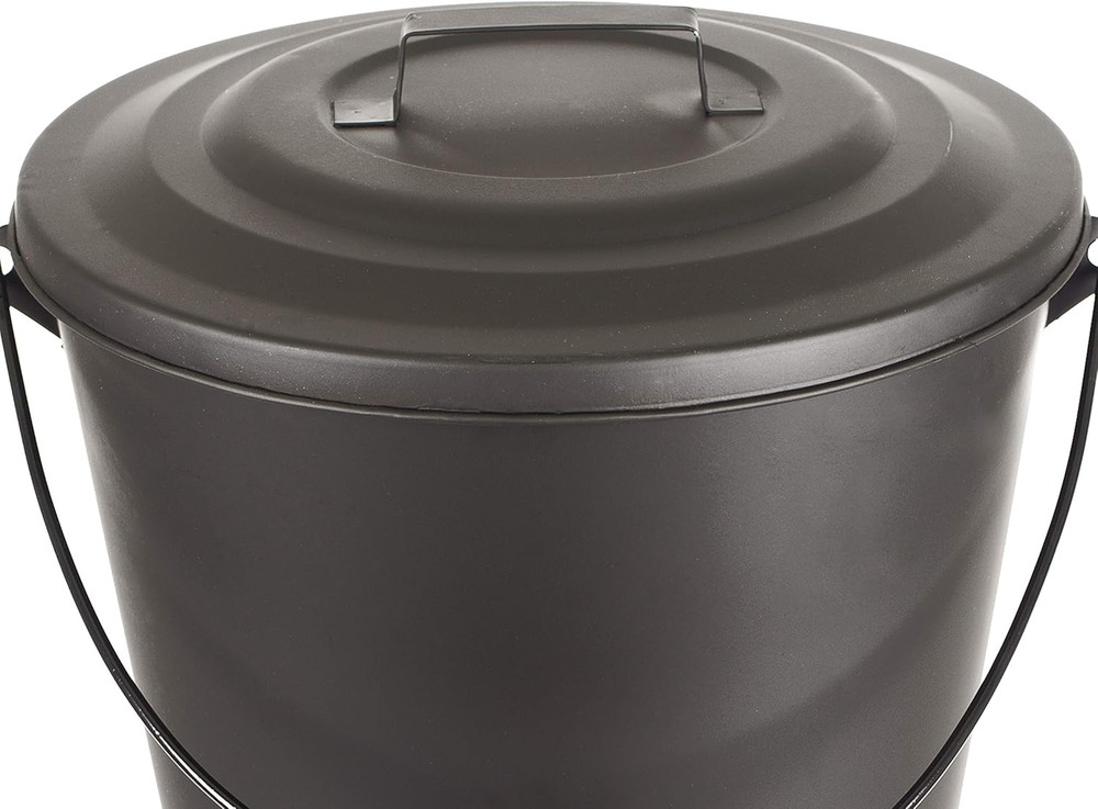 Fireplace Ash Bucket with Lid,Black