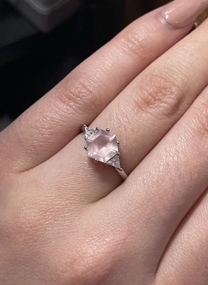 Rose Quartz Ring 925 Sz 7 Or 8