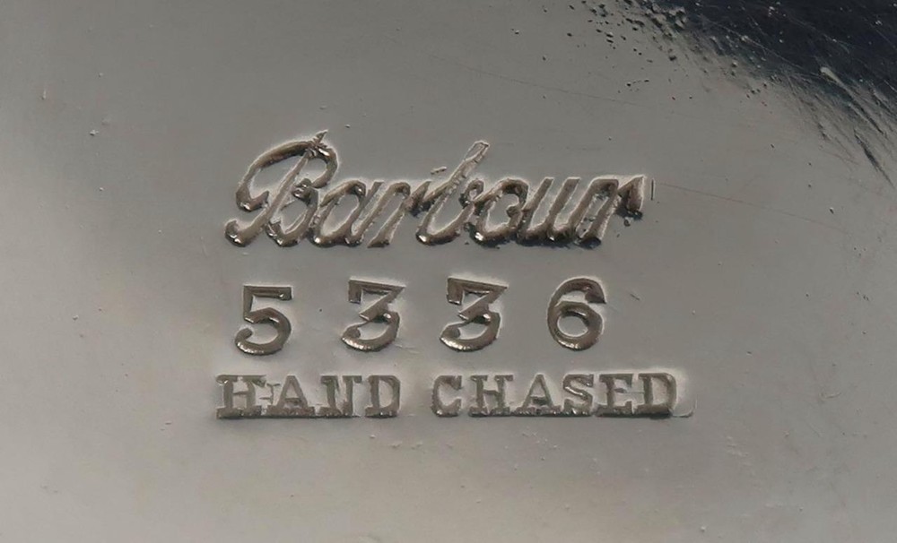 Barbour Silver Co.5336 Hand Cased Silverplate Coffee Pot, Creamer & Sugar Set