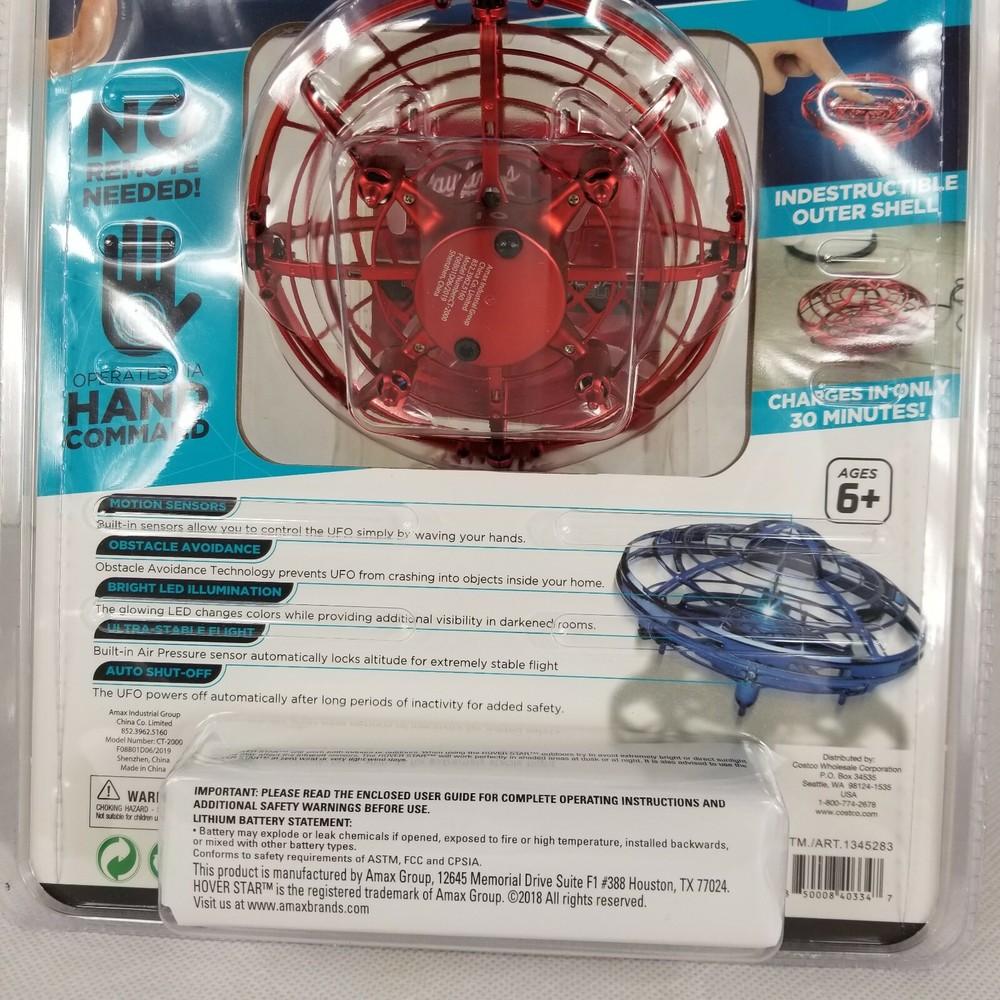 The Original Hover Star Motion Controlled UFO Hovercraft Red New Sealed