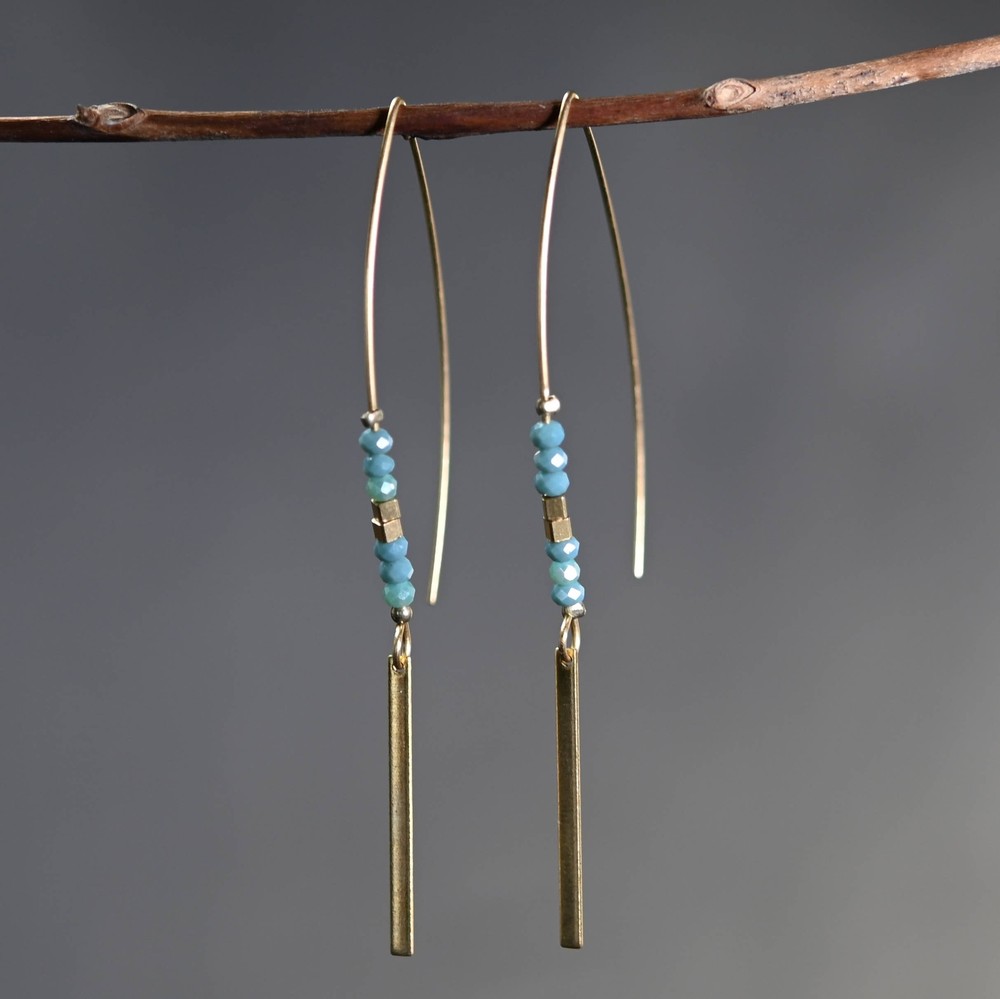 Beaded Longwire with Bar Drop Earrings