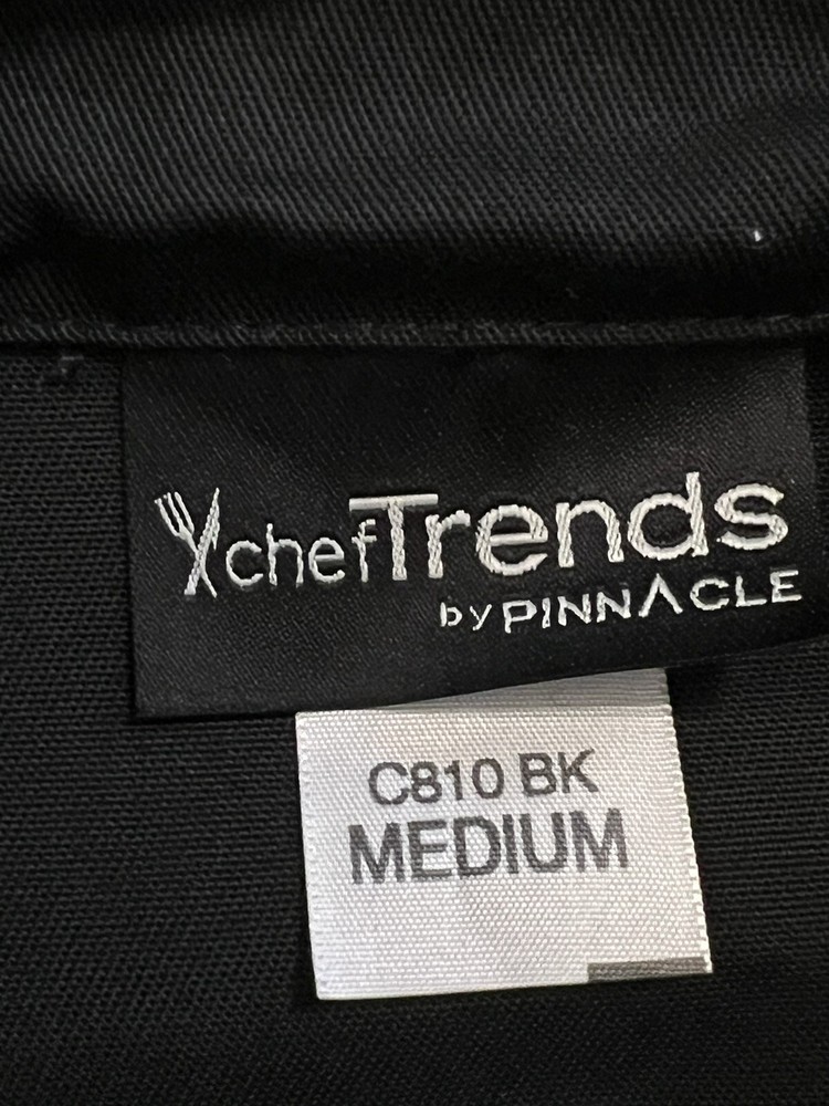 Pinnacle Chef Trends Double Breasted Black Long Sleeve Chef Jacket -Men's Medium
