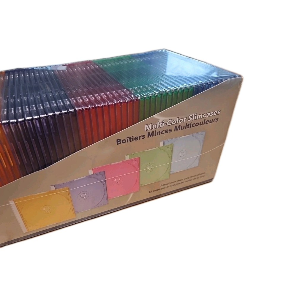 Verbatim Slim CD and DVD Storage Cases Assorted 94178, Multi Colors, 50 Count