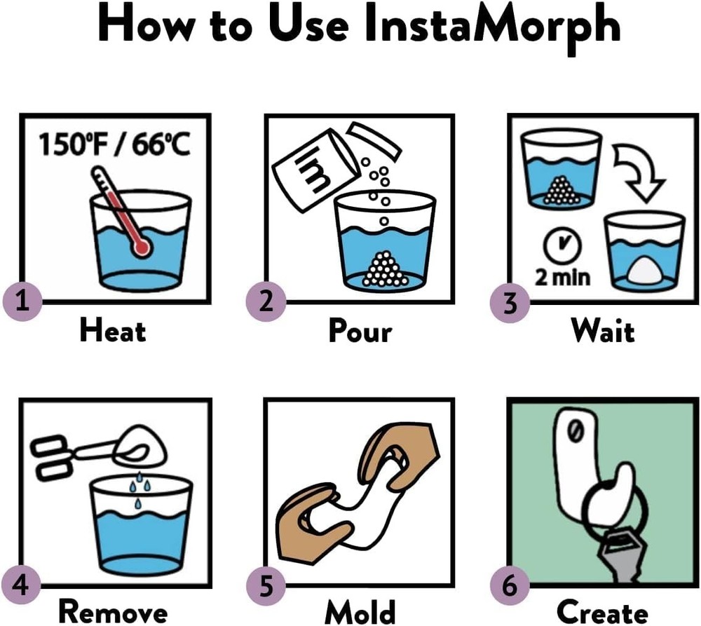 InstaMorph BLACK 3oz Moldable Thermoplastic Polymorph Reusable Plastic DIY Arts